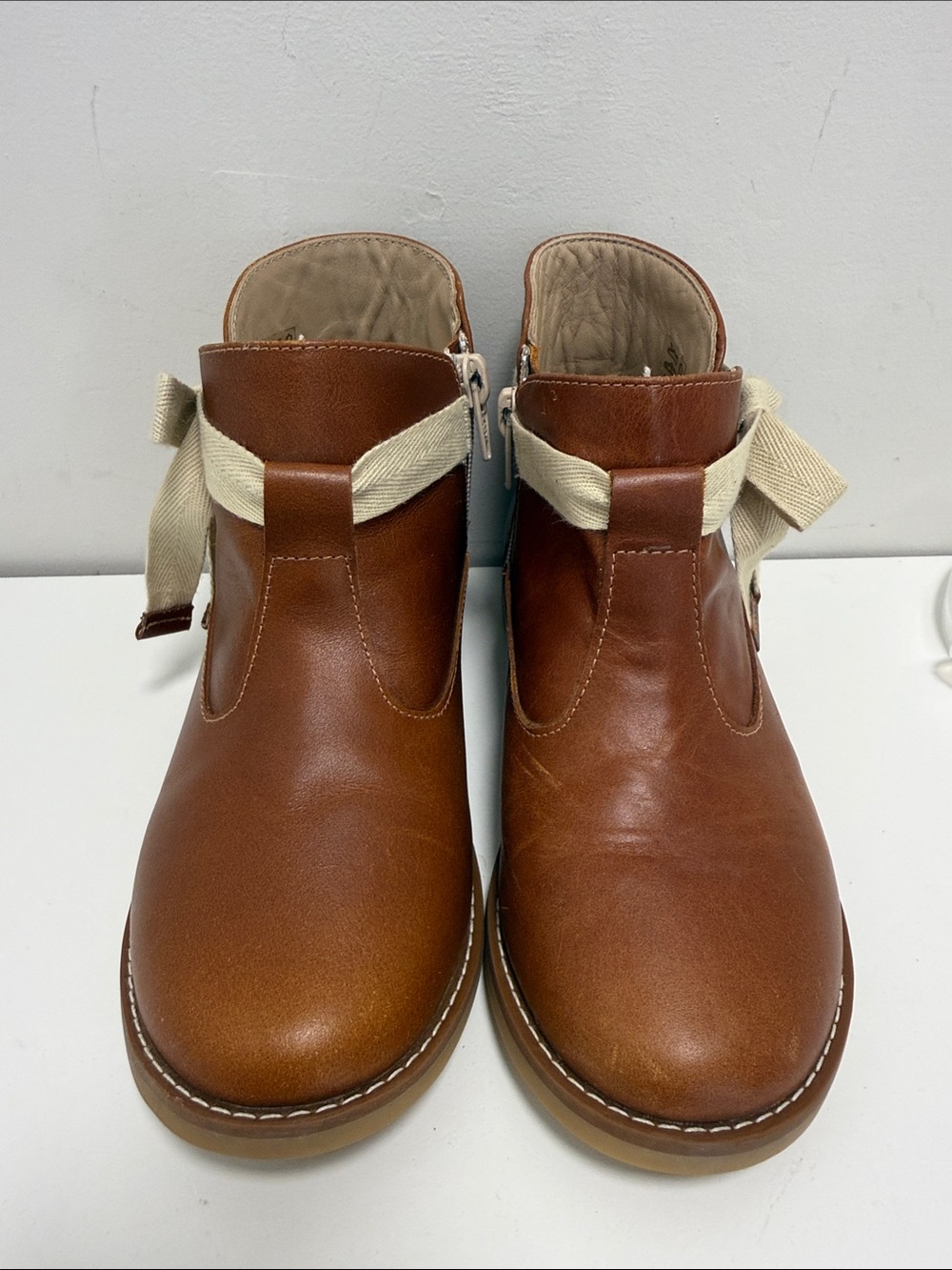 Elephantito Sunny Bootie Brown Ankle Boot w/Cream Bow sz 1 - Picture 7 of 12